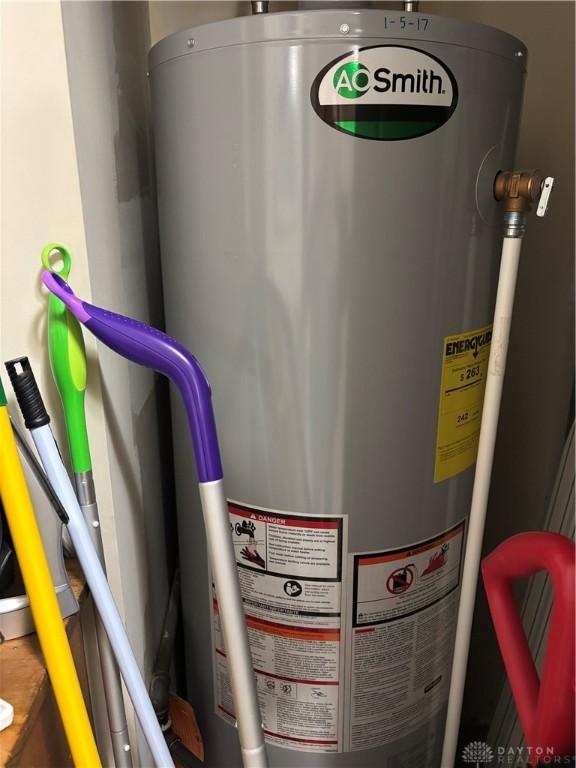 utility room with gas water heater
