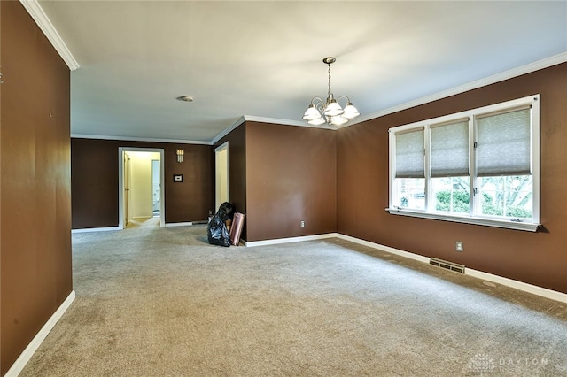 10699 Hamilton Ave, Cincinnati, OH 45231 - carpeted spare room with a chandelier, ornamental molding, and baseboards