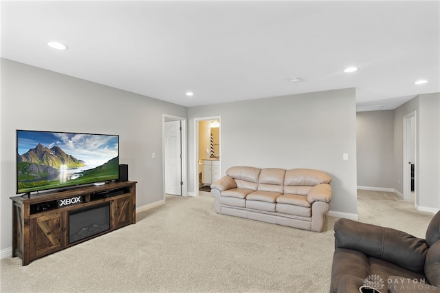 1621 Stonebury Ct, Xenia, OH 45385 - carpeted living area featuring baseboards and recessed lighting