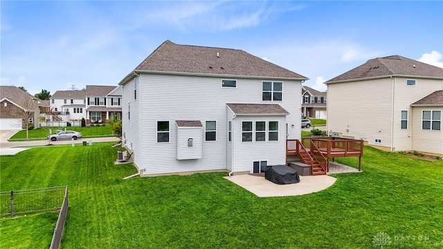1621 Stonebury Ct, Xenia, OH 45385 - rear view of property with a patio area, a wooden deck, a residential view, and cooling unit