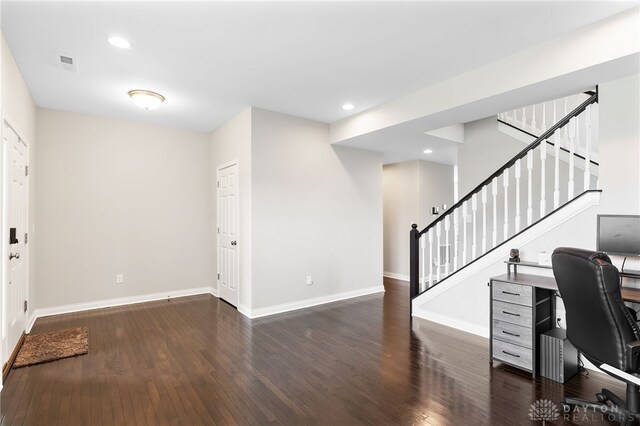 1621 Stonebury Ct, Xenia, OH 45385 - office area with baseboards, wood-type flooring, and recessed lighting