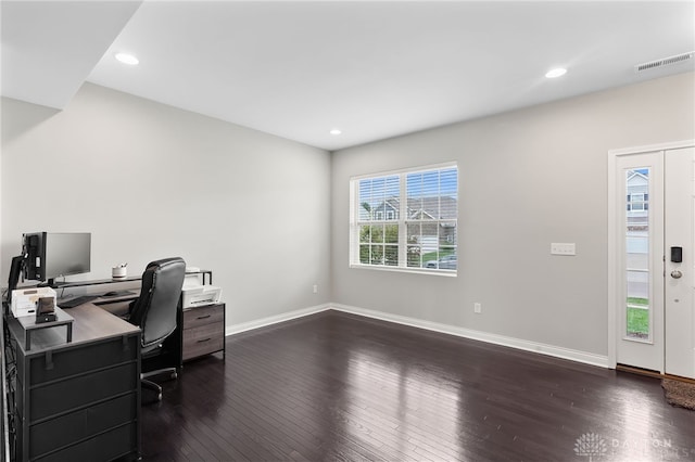 1621 Stonebury Ct, Xenia, OH 45385 - office space with dark wood finished floors, baseboards, and recessed lighting