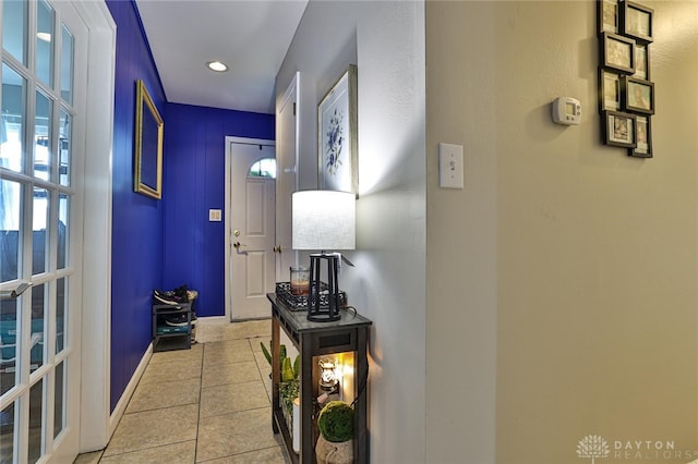 509 Hamilton Ave, New Carlisle, OH 45344 - corridor with tile patterned floors, baseboards, and recessed lighting