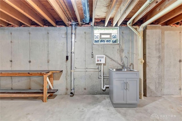 below grade area featuring a sink