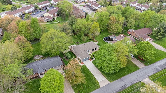 aerial view with a residential view