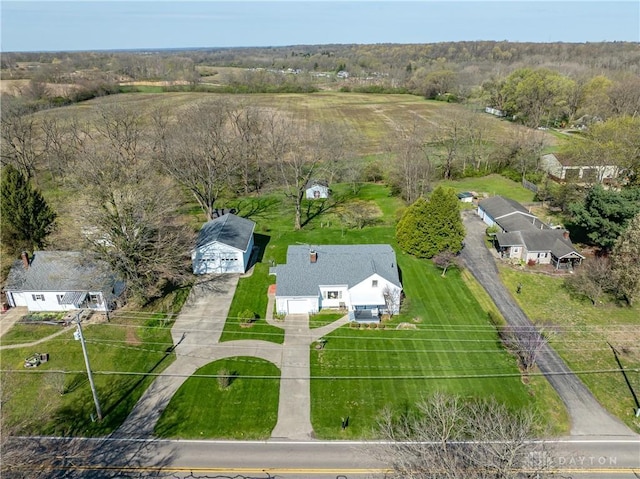 aerial view with a rural view