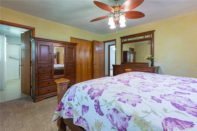 4600 Wing View Ln, Kettering, OH 45429 - bedroom featuring carpet floors, a ceiling fan, and a closet