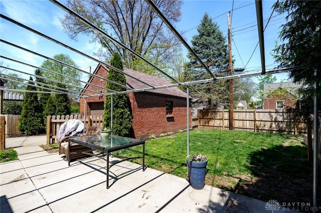 view of yard featuring a patio and fence private yard