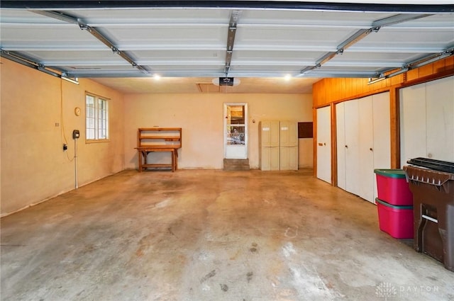 garage with a garage door opener