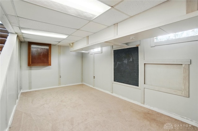38 Homeview Dr, Harrison Twp, OH 45415 - finished basement featuring baseboards, carpet flooring, and a drop ceiling