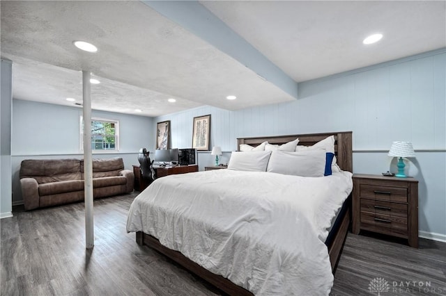 bedroom featuring recessed lighting, baseboards, and wood finished floors