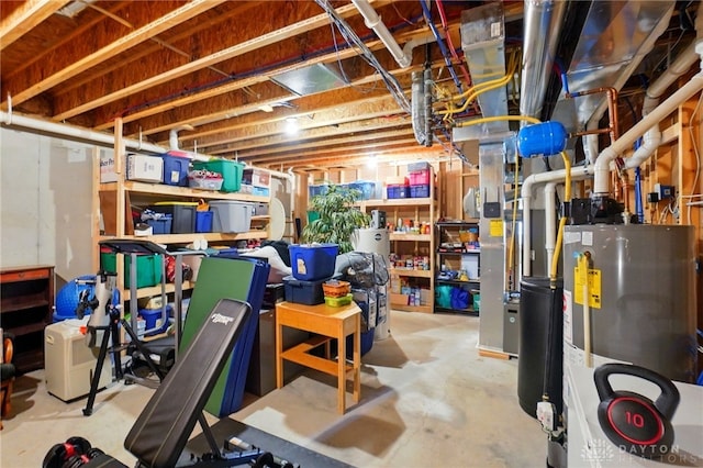 unfinished below grade area with water heater