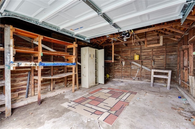 garage with a garage door opener