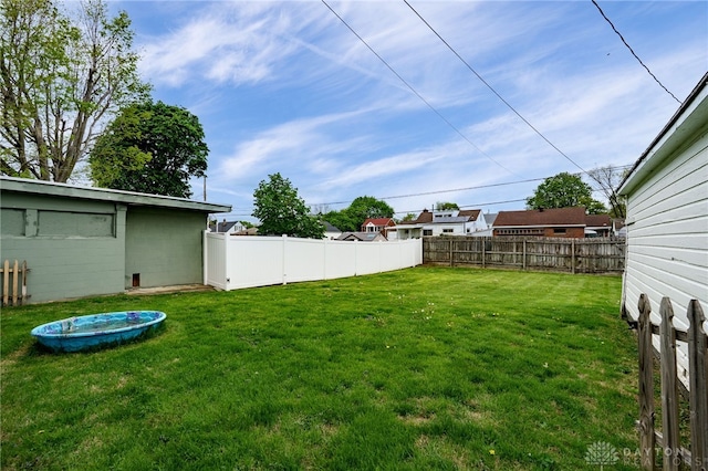 view of yard featuring a fenced backyard