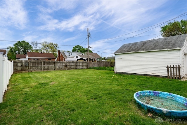 view of yard with a fenced backyard