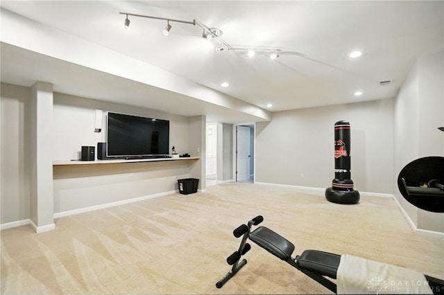 5497 Riverwalk Dr, Kings Mills, OH 45034 - exercise room with carpet, baseboards, and recessed lighting
