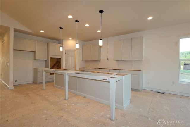 2885 Sky Crossing Dr Unit 56, Beavercreek, OH 45434 - kitchen featuring a center island, recessed lighting, and hanging light fixtures