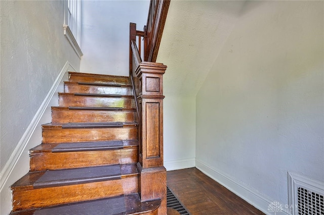 3733-3735 Reading Rd, Cincinnati, OH 45229 - staircase featuring visible vents, baseboards, and wood finished floors