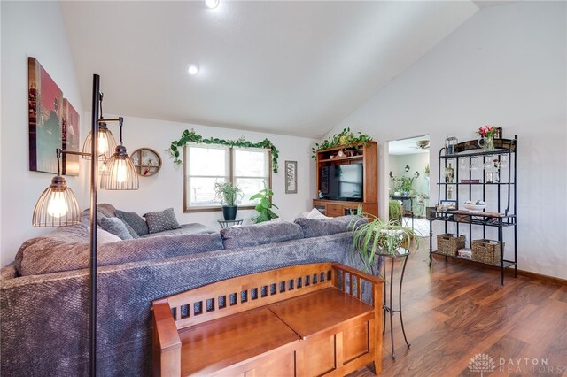 717 Walden Way, Dayton, OH 45440 - living area with dark wood finished floors and vaulted ceiling