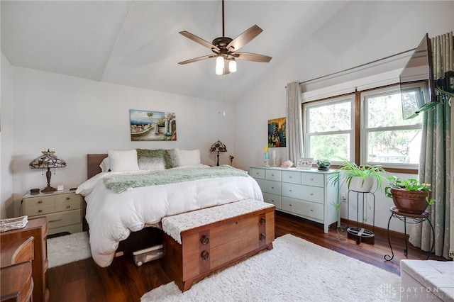 717 Walden Way, Dayton, OH 45440 - bedroom with a ceiling fan, dark wood finished floors, and lofted ceiling