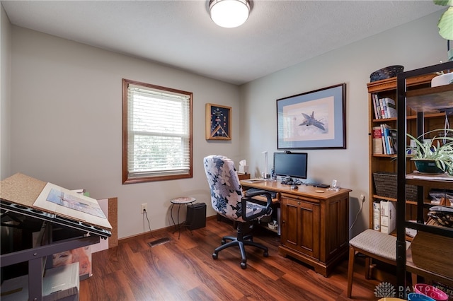 717 Walden Way, Dayton, OH 45440 - home office featuring baseboards, visible vents, and dark wood-style floors