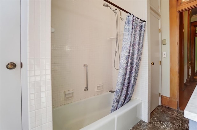bathroom featuring shower / bath combo with shower curtain