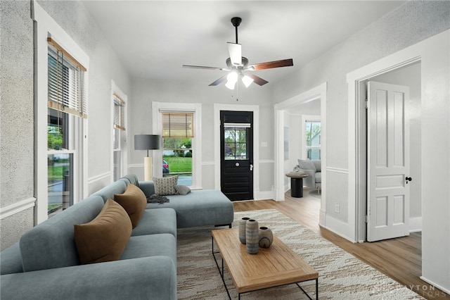 131 Hamilton St, West Milton, OH 45383 - living room with wood finished floors and ceiling fan