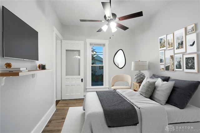 131 Hamilton St, West Milton, OH 45383 - bedroom featuring wood finished floors, baseboards, and a ceiling fan