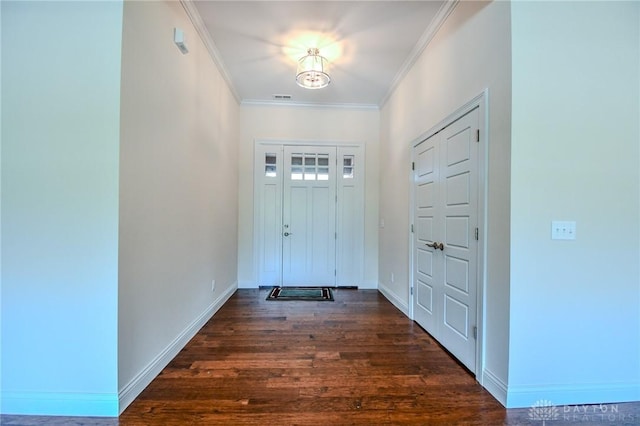 2725 Terraceview Cir, Beavercreek, OH 45431 - foyer entrance featuring dark wood finished floors and crown molding