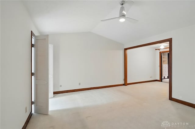 734 Pine Needles Dr, Washington Twp, OH 45458 - interior space with carpet flooring, a ceiling fan, baseboards, and lofted ceiling