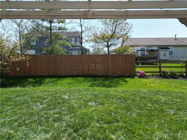 view of yard featuring fence