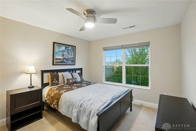 1152 Sarah Freeman Dr, Dayton, OH 45458 - bedroom with carpet floors, baseboards, visible vents, and ceiling fan
