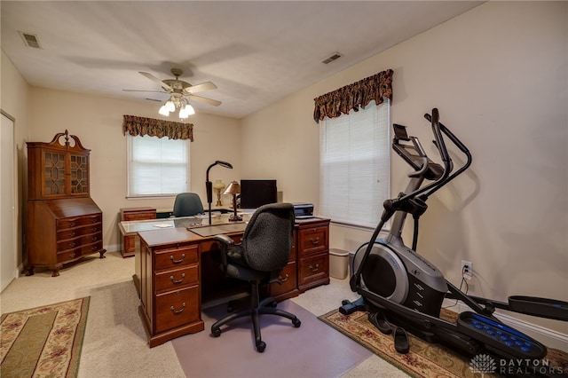 9550 Paragon Rd, Dayton, OH 45458 - office space featuring visible vents, a ceiling fan, and light colored carpet