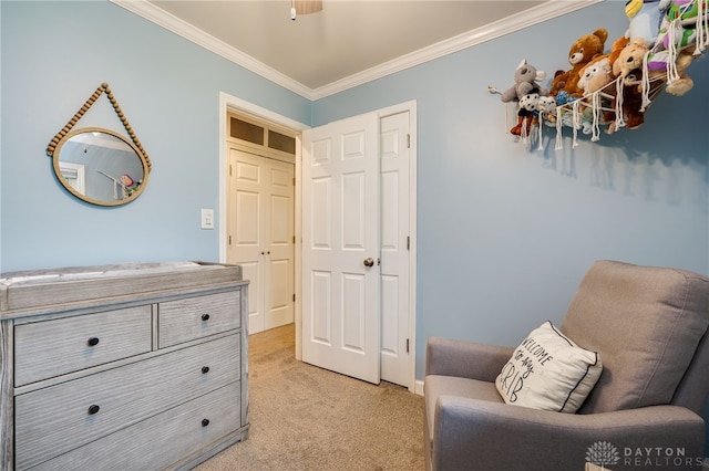 2661 Powhattan Pl, Dayton, OH 45420 - sitting room with crown molding and light colored carpet