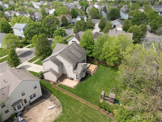 aerial view with a residential view