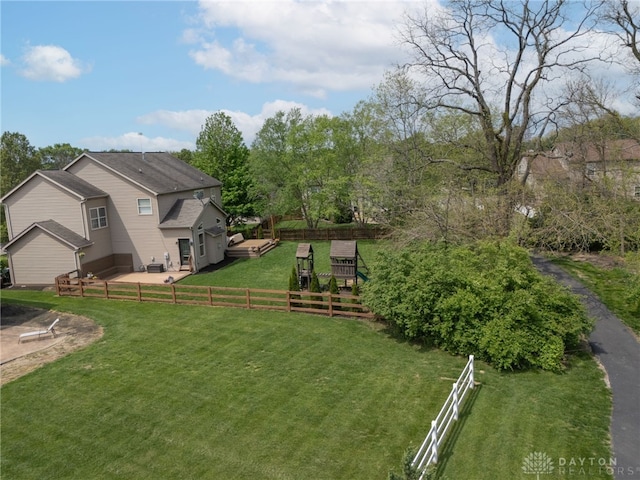 view of yard with a fenced backyard