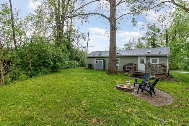 12 N Water St, Lebanon, OH 45036 - view of grassy yard with a fire pit and a deck