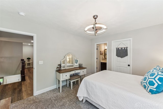 2187 Hamilton Rd, Lebanon, OH 45036 - bedroom featuring an inviting chandelier, baseboards, and carpet flooring
