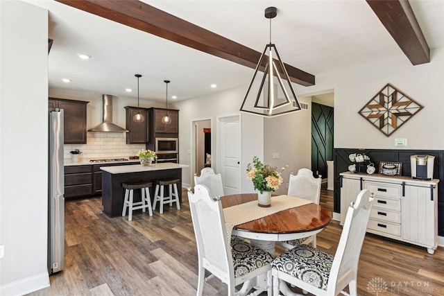 2187 Hamilton Rd, Lebanon, OH 45036 - dining space with recessed lighting, beam ceiling, and wood finished floors