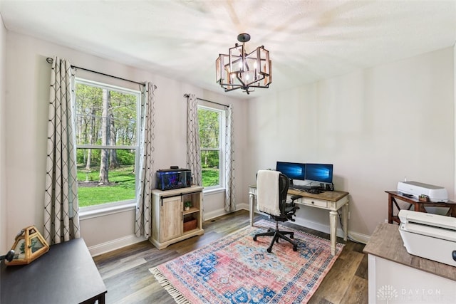 2187 Hamilton Rd, Lebanon, OH 45036 - office space with an inviting chandelier, baseboards, and wood finished floors