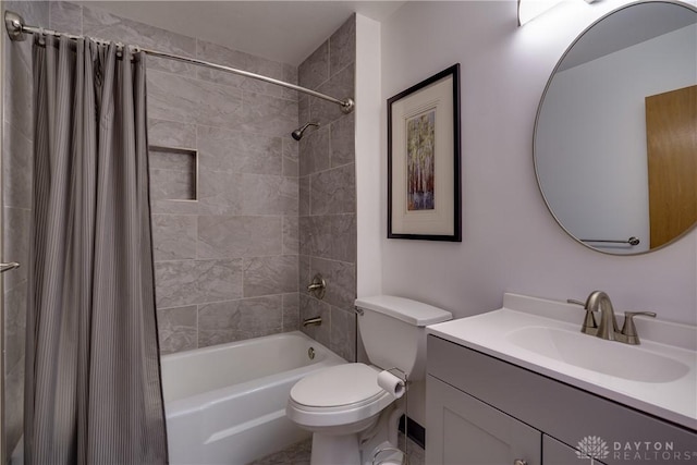 3600 Honeybrook Ave, Dayton, OH 45415 - bathroom featuring toilet, shower / bath combo, and vanity