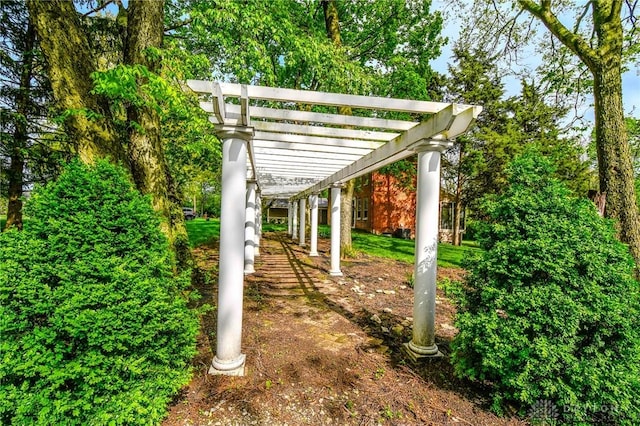 view of yard featuring a pergola