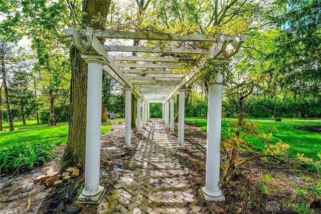 view of patio with a pergola
