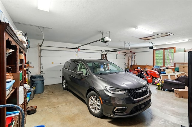 garage with a garage door opener
