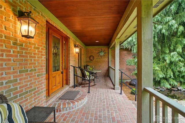 view of patio / terrace with visible vents and covered porch