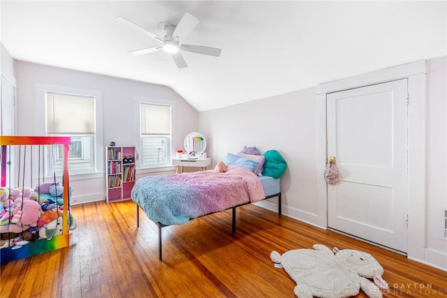 19 Klee Ave, Dayton, OH 45403 - bedroom featuring lofted ceiling, hardwood / wood-style floors, and ceiling fan