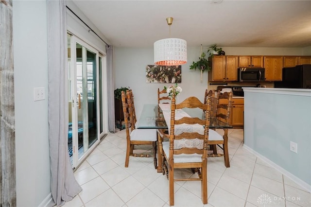 dining room with light tile patterned flooring