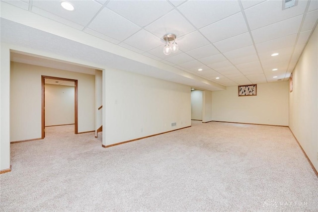 2940 Stonewall Dr, Beavercreek, OH 45434 - finished below grade area featuring recessed lighting, baseboards, visible vents, and carpet