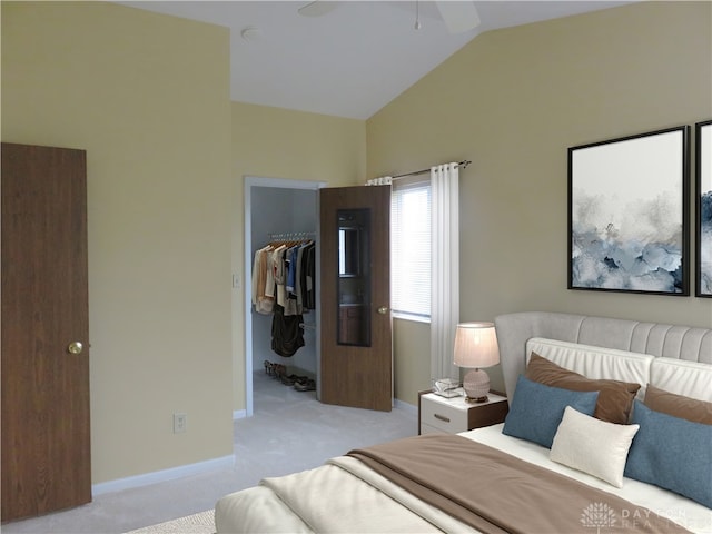 1520 Lake Pointe Way Unit 6, Centerville, OH 45459 - bedroom with a closet, a walk in closet, lofted ceiling, and light colored carpet