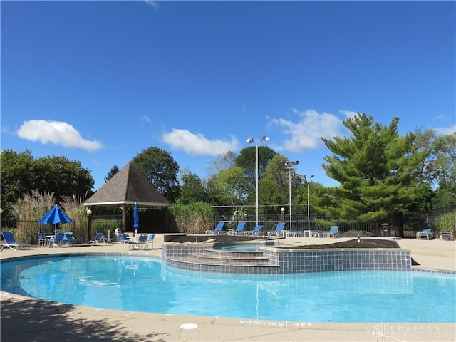 1520 Lake Pointe Way Unit 6, Centerville, OH 45459 - pool with fence, a gazebo, a community hot tub, and a patio area